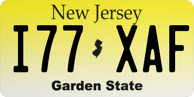 NJ license plate I77XAF
