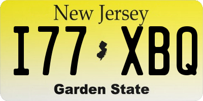 NJ license plate I77XBQ