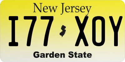 NJ license plate I77XOY