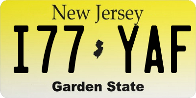 NJ license plate I77YAF