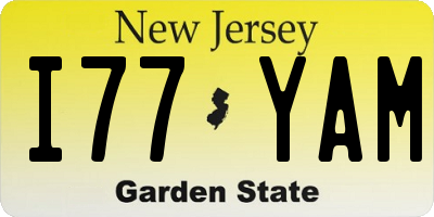 NJ license plate I77YAM