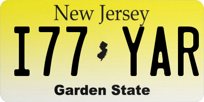 NJ license plate I77YAR