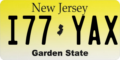 NJ license plate I77YAX