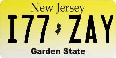 NJ license plate I77ZAY