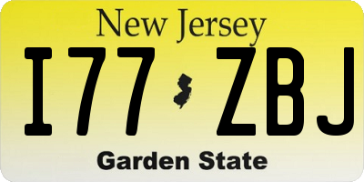 NJ license plate I77ZBJ