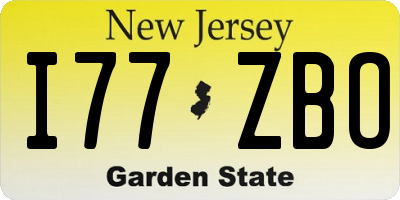 NJ license plate I77ZBO