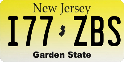 NJ license plate I77ZBS