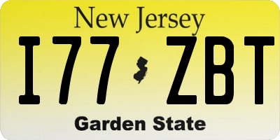 NJ license plate I77ZBT