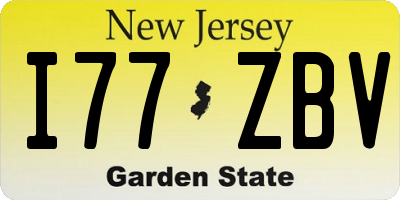 NJ license plate I77ZBV