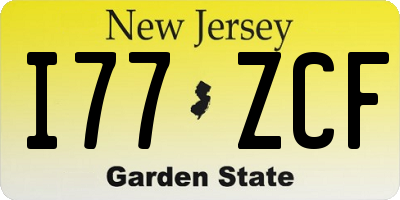 NJ license plate I77ZCF