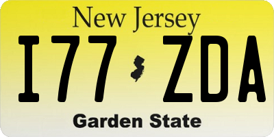 NJ license plate I77ZDA