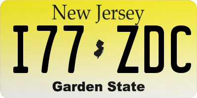 NJ license plate I77ZDC