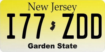 NJ license plate I77ZDD