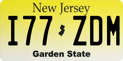 NJ license plate I77ZDM
