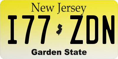 NJ license plate I77ZDN