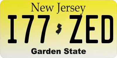 NJ license plate I77ZED