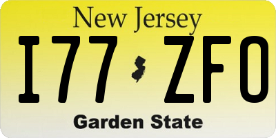 NJ license plate I77ZFO