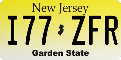 NJ license plate I77ZFR