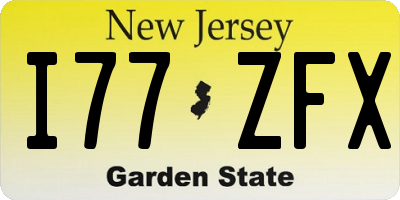 NJ license plate I77ZFX
