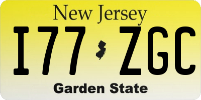 NJ license plate I77ZGC