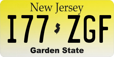 NJ license plate I77ZGF