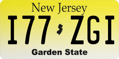 NJ license plate I77ZGI