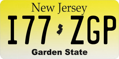 NJ license plate I77ZGP