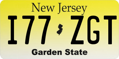 NJ license plate I77ZGT