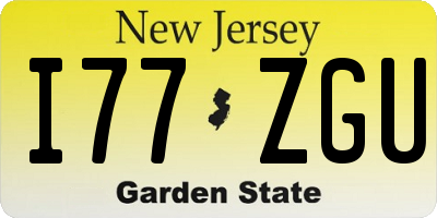 NJ license plate I77ZGU