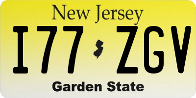 NJ license plate I77ZGV