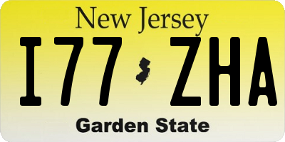 NJ license plate I77ZHA