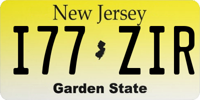 NJ license plate I77ZIR