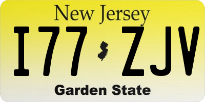 NJ license plate I77ZJV