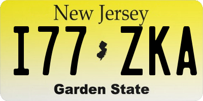 NJ license plate I77ZKA