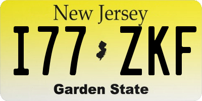 NJ license plate I77ZKF