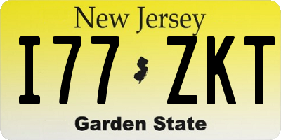 NJ license plate I77ZKT