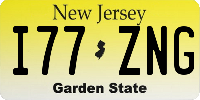 NJ license plate I77ZNG