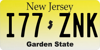 NJ license plate I77ZNK