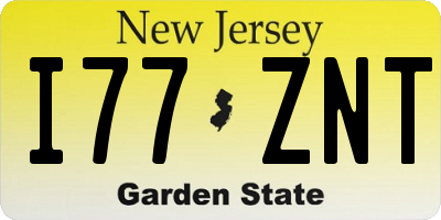 NJ license plate I77ZNT