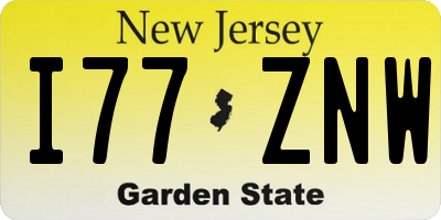 NJ license plate I77ZNW