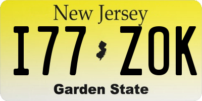 NJ license plate I77ZOK