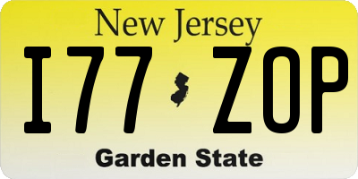 NJ license plate I77ZOP