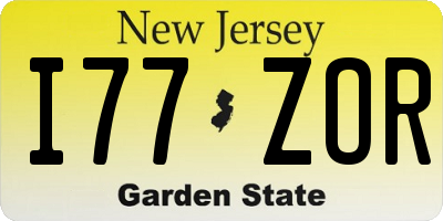 NJ license plate I77ZOR