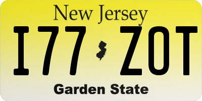 NJ license plate I77ZOT