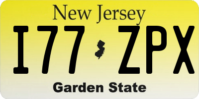 NJ license plate I77ZPX