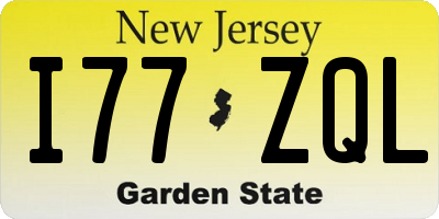 NJ license plate I77ZQL