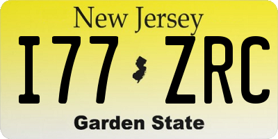 NJ license plate I77ZRC