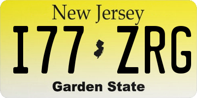 NJ license plate I77ZRG