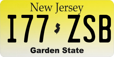 NJ license plate I77ZSB