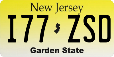 NJ license plate I77ZSD